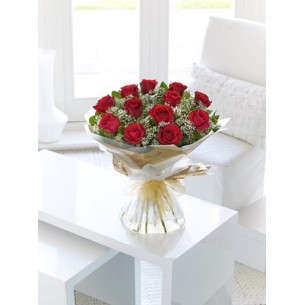 12 Red Long Stem Roses Ha..