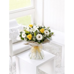 Yellow and White Hand Tie..