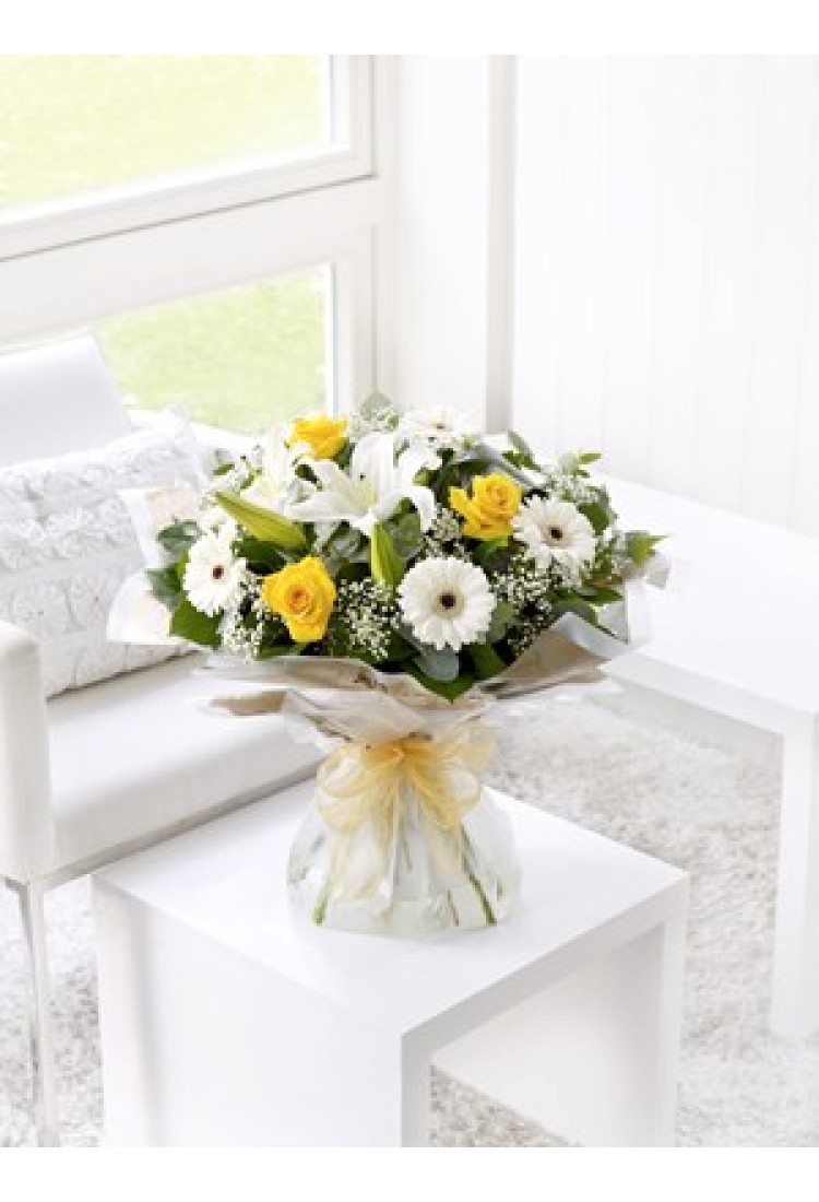 Yellow and White Hand Tie..