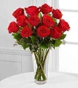 E2-4305 THE LONG STEM RED ROSE BOUQUET - VASE INCLUDED