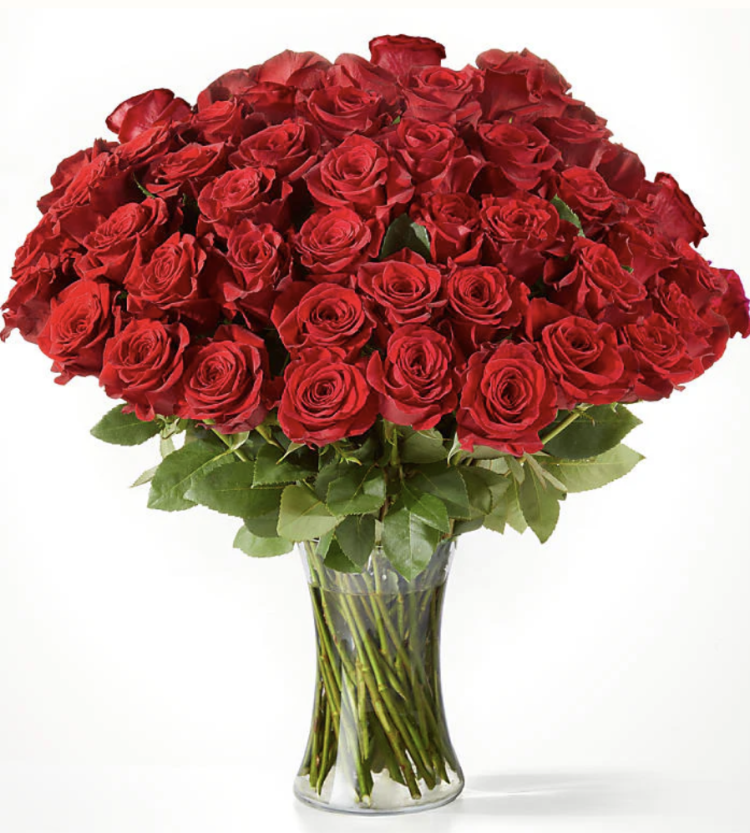 50 ROSES WITH VASE..