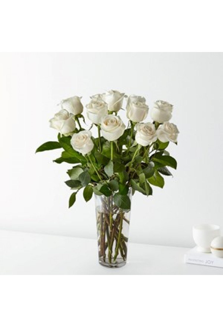 12 Long Stem White Rose B..