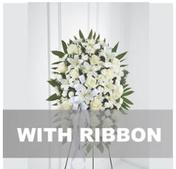 Funeral spray with ribbon..