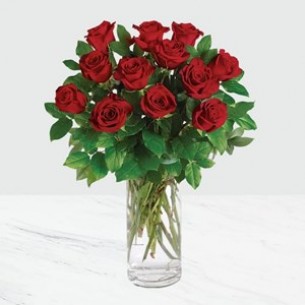 12 Red Roses In Vase..