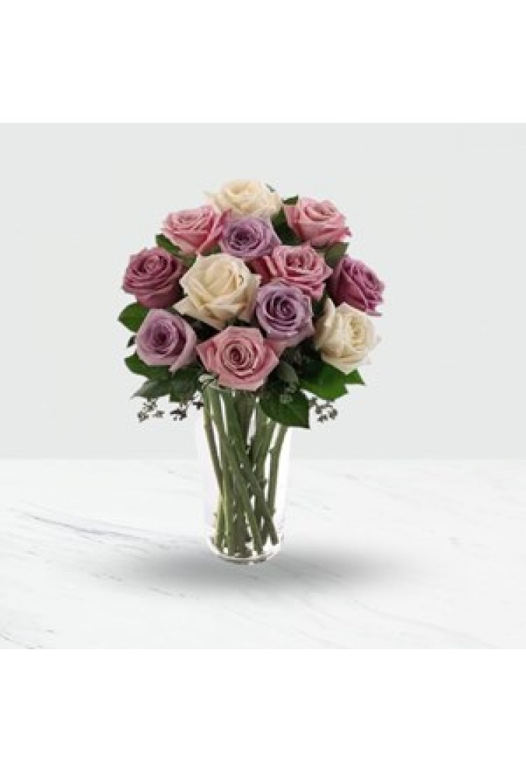 12 Pink and Purple roses ..