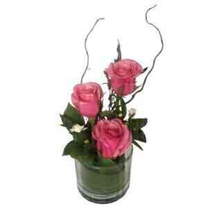 THREE ROSE GLASS PINK..