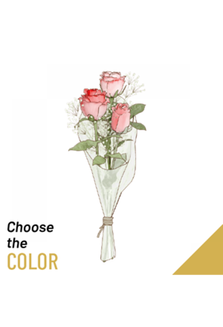 3 roses long stemmed..