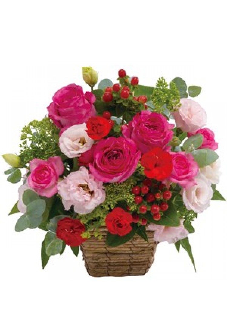 Arrangement in pink and r..