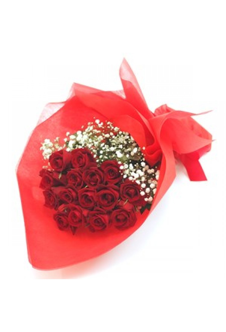 Red roses with white fill..