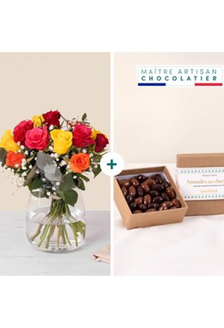 Multicolored roses and ch..