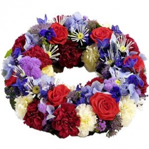 Wreath for funeral, blue-.. Wreath for funeral, blue-..