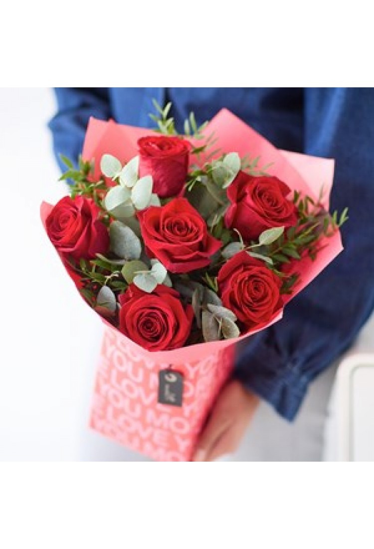 With Love 6 Red Roses..