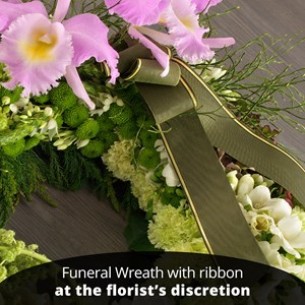 Wreath with ribbon..