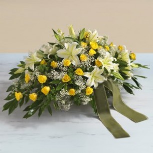 Yellow funeral pillow..