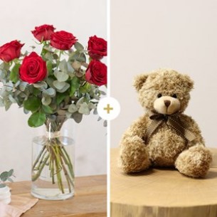 Roses and Teddy bear..