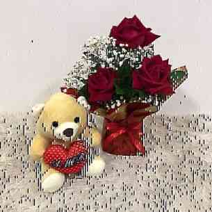 Arranjo com 3 Rosas Verme..